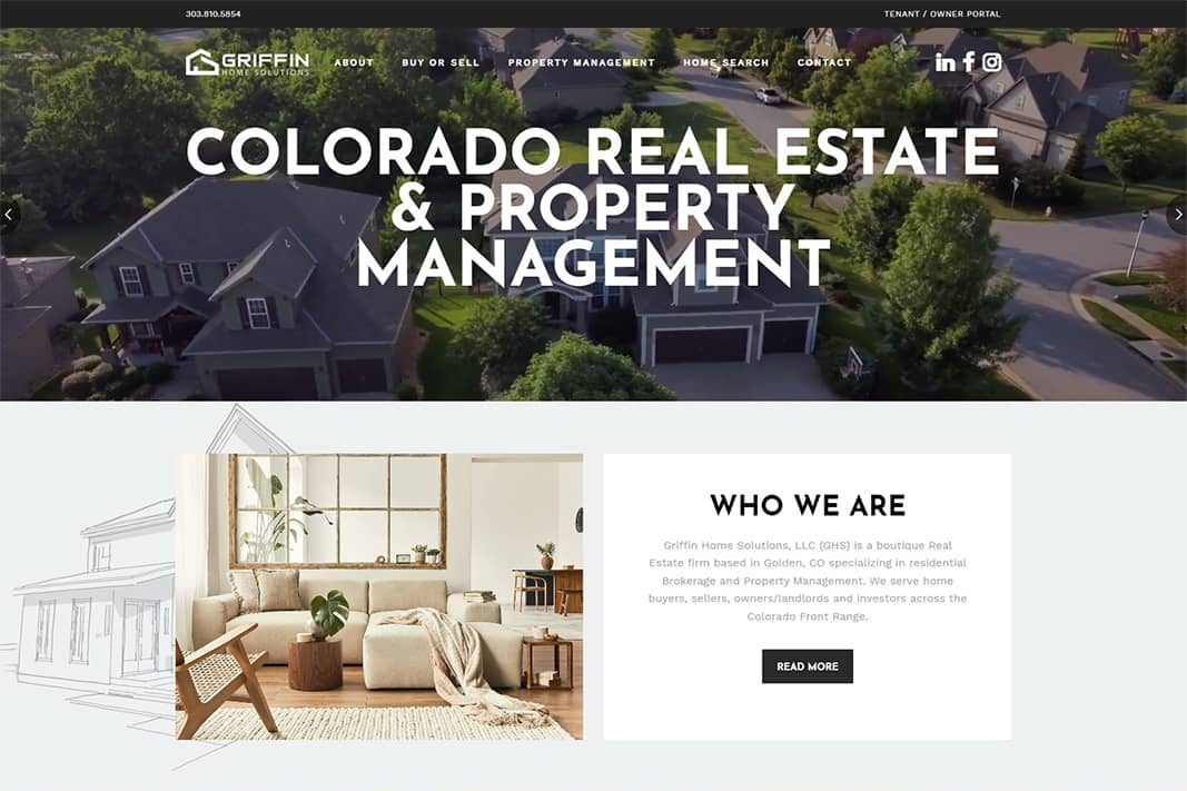 Griffin Home Solutions website, designed by 5280 Design in Denver