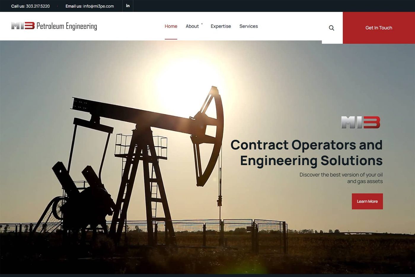 MI3 Petroleum Engineering website, designed by 5280 Design in Denver