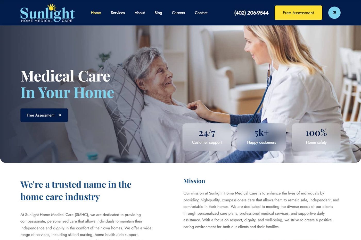 Sunlight Home Medical Care web design project by 5280 Design in Denver